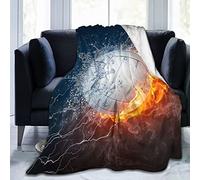FJAUOQ Coperta da pallavolo ultra morbida e calda, per tutte le stagioni, palla da pallavolo nel fuoco e nell'acqua, coperta decorativa in pile per letto, sedia, auto, divano, camera da letto, 127 x
