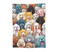 FJAUOQ Coperta in pile con barboncino in stile cartone animato, per mamma, ragazze, donne, cuccioli, cani, super morbida, per letto, divano, San Valentino, animali domestici, idea regalo per bambini e