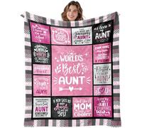 FJAUOQ Coperta in pile Sherpa, regalo per zia per la festa della mamma, da nipote e zia da nipote, coperta rosa con scritta "Best Auntie Ever", regalo di compleanno con scritta "Thank You for Auntie