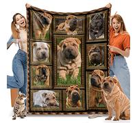 FJAUOQ Coperta per cani Shar Pei, per donne e uomini, regalo per gli amanti dei cani Shar Pei, morbida e accogliente, leggera e calda, coperta in flanella per divano e soggiorno, 152,4 x 203,2 cm,