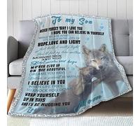 FJAUOQ Coperta regalo per figlio, coperta in pile leggero con scritta in lingua inglese "to My Son from Mom" e "To My Son from Mom", morbida e calda, in flanella, regalo per compleanno, laurea, festa