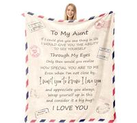 FJAUOQ Coperta regalo per zia per la festa della mamma da nipote zia regali da nipote - a mia zia lettera coperta per divano letto - regalo di compleanno unico grazie per zia 127 x 152 cm