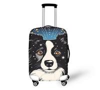 FJAUOQ Copertura per bagagli da viaggio con stampa artistica di Border Collie, design con fori rotti, per amanti dei cani, lavabile, per donne e ragazze, Border Collie., L(25-28 IN)