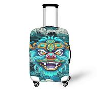 FJAUOQ Copertura per bagagli da viaggio con stampa artistica di Border Collie, design con fori rotti, per amanti dei cani, lavabile, per donne e ragazze, Danza del leone, S(18-21 IN)