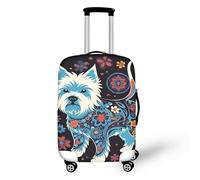 FJAUOQ Copertura per bagagli da viaggio con torta 3D rosa, design con fori rotti, deliziosa torta, biscotti, copertura lavabile per bagagli per donne e ragazze, West Highland White Terrier, S(18-21 IN