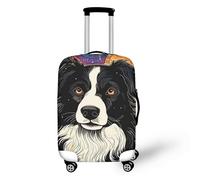 FJAUOQ Copertura protettiva per bagagli con teschio del giorno dei morti, per vacanze al mare, con cerniera, adatta per 45-81 cm, Pittura artistica Border Collie, XL(29-32 IN)