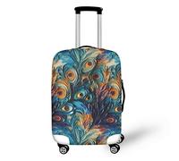 FJAUOQ Copertura protettiva per bagagli con teschio del giorno dei morti, per vacanze al mare, con cerniera, adatta per 45-81 cm, Piuma di pavone sollievo, XL(29-32 IN)