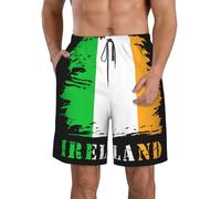 FJAUOQ Costume da bagno da uomo, pantaloncini da spiaggia e vacanze, ad asciugatura rapida, casual con coulisse, Vintage Irlanda Bandiera Irlandese, L