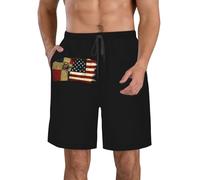 FJAUOQ Costume da bagno da uomo, pantaloncini da spiaggia e vacanze, ad asciugatura rapida, casual con coulisse, Bandiera americana della Repubblica Dominicana, M