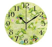 FJAUOQ Orologio da parete con rane e rospi 9,5 pollici senza ticchettio orologio da bagno rotondo batteria