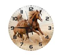 FJAUOQ Orologio da parete Wall Clock Horse Run Desert Watercolor 10 Inch Silent Non-Ticking Battery Operated Decor for Kitchen Living Room Bedroom Home Office School