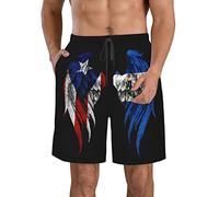 FJAUOQ Pantaloncini da uomo da spiaggia, ad asciugatura rapida, atletici, estivi, sottili, traspiranti, regolabili, taglia M/L/XL/XXL/XXL, Wings Porto Rico e El Salvador, XL