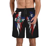 FJAUOQ Pantaloncini da uomo da spiaggia, ad asciugatura rapida, atletici, estivi, sottili, traspiranti, regolabili, taglia M/L/XL/XXL/XXL, Wings Bandiera Repubblica Dominicana e Porto Rico, M
