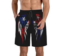 FJAUOQ Pantaloncini da uomo da spiaggia, ad asciugatura rapida, atletici, estivi, sottili, traspiranti, regolabili, taglia M/L/XL/XXL/XXL, Wings Porto Rico e Cuba Cuba, XXL