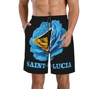 FJAUOQ Pantaloncini da uomo da spiaggia pantaloncini da bagno ad asciugatura rapida pantaloncini sportivi estivi sottili traspiranti regolabili elastici taglia M/L/XL/XXL/XXL, Fiore Rosa Santa Lucia