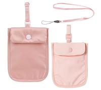 FjiProu Portafoglio, RFID lavabile, reggiseno nascosto, 2 pezzi, regolabile, carte di credito, denaro e oggetti di valore, con cinturino elastico regolabile per il collo, adatto per tutte le taglie di