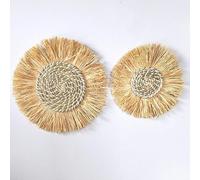 FJISD 26/33 cm Tovagliette Rotonde Intrecciate con Nappe, Tovagliette in Giacinto d'Acqua Naturale, Tovagliette in Paglia Intrecciata per Tavolo da Pranzo