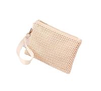 FJIXUO 2 pezzi pochette da donna zaino fatto a mano cinturino polso ragazza borsa a tracolla in paglia portamonete intrecciato portafoglio spiaggia Per I Viaggi E Per L'uso Quotidiano(Beige)