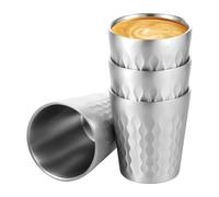 FJIXUO 4 pezzi di tazze da caffè in acciaio inossidabile 300 ml riutilizzabili in metallo for viaggi, campeggio e feste Per Viaggi E Campeggio(Style A)