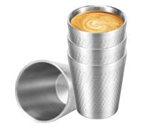 FJIXUO 4 pezzi di tazze da caffè in acciaio inossidabile 300 ml riutilizzabili in metallo for viaggi, campeggio e feste Per Viaggi E Campeggio(Style B)