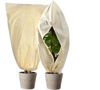 FJIXUO 5 Pezzi di Borsa Protettiva for Piante Invernali con Coulisse e Cerniera Contro la Copertura Calda delle Piante, Borsa for la vegetazione per Piante in Vaso(Beige,80x120cm)