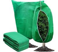 FJIXUO 5 Pezzi di Borsa Protettiva Invernale Traspirante for Piante con Cerniera e Coulisse, Copertura Calda for Piante, Copertura for Piante Autunno Inverno per Piante in Vaso(Green,80x120cm)