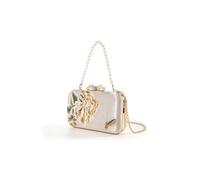 FJIXUO Borsa da sera con ricamo Pochette perle ricamate peonia e farfalla vintage donna di lusso elegante, raffinata silenziosa Per Cene E Feste(White)