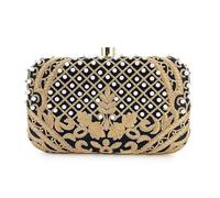 FJIXUO Borsa da sera con ricamo squisito di lusso festa quadrata piccola matrimonio for banchetti Borse frizione for le donne Per Cene E Feste(Black and gold)