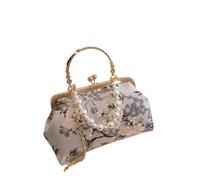 FJIXUO Borsa da sera con stampa ricamata retrò autunnale Borse perline di perle for le donne a tracolla catena dorata pochette for festa nozze Per Cene E Feste(Pink)
