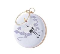 FJIXUO Borsa Da Sera Ricamata Con Gru Retrò Donna Rotonda A Tracolla For Banchetti Le Donne Pochette Circolare Cena Per Cene E Feste(WHITE)