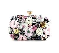 FJIXUO Borse da donna Fiore Diamanti Ricamo Piccola pochette sera Borsa a tracolla con catena di arrivo Per Cene E Feste(Black1)