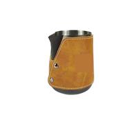 FJIXUO Custodia in pelle for tazza di caffè latte in acciaio inossidabile da 2 pezzi, bocca a punta, schiuma Per L'ufficio E Per L'uso Domestico(Black-450ml)