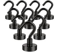 FJIXUO Ganci da 10 pezzi for appendere luci a corda, ganci magnetici Gancio magnetico Magneti for navi crociera Per Porte Di Ferro,Frigoriferi(Black)