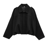 FJIXUO Giacca bomber da donna con risvolto, manica lunga, cerniera, giacca in pelle scamosciata, giacche corsa corte, cappotti e capispalla Per Viaggi E Attività All'aperto(Brown,S)
