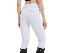 FJIXUO Pantaloni da Equitazione Four Seasons Donna, Pantaloni Antiscivolo in Silicone, Resistenti all'Usura e Altamente Elastici per L'equitazione,L'addestramento(White,M)