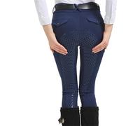 FJIXUO Pantaloni da Equitazione Four Seasons Donna, Pantaloni Antiscivolo in Silicone, Resistenti all'Usura e Altamente Elastici per L'equitazione,L'addestramento(Blue,L)