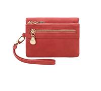 FJIXUO Portafoglio da donna pieghevole retrò con cerniera multifunzionale portatile in pelle Per Viaggi E Vacanze(Red)