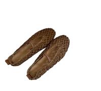 FJIXUO Scarpe da Ballerina Intrecciate con Punta Tonda for Donna, in Memory Foam, comode e Design in Rete Traspirante per Spettacoli di Danza(Brown,Size 38)