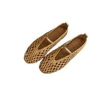 FJIXUO Scarpe da Ballerina Intrecciate con Punta Tonda for Donna, in Memory Foam, comode e Design in Rete Traspirante per Spettacoli di Danza(Gold,Size 38)