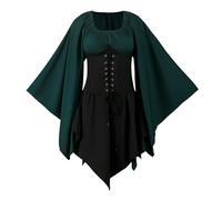 FJKVKDT - Abito da donna in stile medievale con maniche a tromba, stile rinascimentale, costume a corsetto adatto per Halloween, stile vittoriano (Stile 1, L)