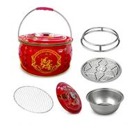 FJMQHU Barbecue a Portatile per Esterno, Fornello da Campeggio e Gria da Tavolo per 5+ Persone, Braciere per trasloco + griglia + raccoglicenere + supporto per pentola