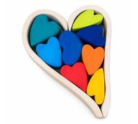 FJMQHU Blocchi Arcobaleno a Cuore per Bambini 4-6 Anni, Gioco Educativo in Legno, per casa, Cuori colorati arcobaleno