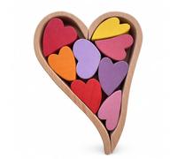 FJMQHU Blocchi Arcobaleno a Cuore per Bambini 4-6 Anni, Gioco Educativo in Legno, per casa, Cuori rosa e arcobaleno