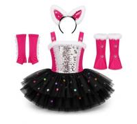 FJMQHU Costume da Gatto per Bambina, 120 cm | Accessorio copricapo, Vestito tematico , Giornata dei bambini, Per amanti dei gatti