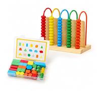 FJMQHU Kit Geometrici Legno Plastica, Manipolativi Matematici per l'Apprendimento della Geometria per Bambini, per imparare
