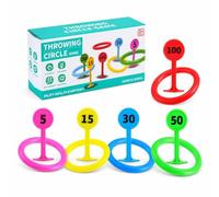 FJMQHU Lancio Anelli per Bambini Età 4-6 Anni, Giochi di Lancio in Plastica per Interno ed Esterno, gioco l lancio, Set di freccette arcobaleno (scatola colorata in inglese)