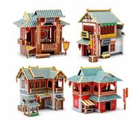 FJMQHU Puzzle di Architettura Cinese, Dettagli intagliati, Gioco di Assemblaggio, Esplorazione culturale, Per Studenti, style to 4