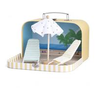 FJMQHU Set da Gioco Casa Bambole Spiaggia, Set valigetta con mobili da spiaggia, senza personaggi