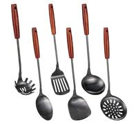 FJNATINH Set di utensili da cucina in acciaio inossidabile 304, 6 pezzi, set di spatole wok per utensili da cucina, spatola, mestolo, schiumarola, spatola scanalata, cucchiaio per spaghetti, cucchiaio