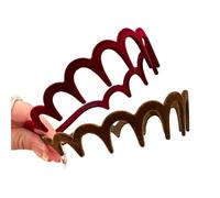 FJOADNVM Bandana Donna Flocking Plastic Teeth Headbands Winter Wavy Headband With Big Combs Non-slip Hair Bands For Women Accessories(Red Brown(2pcs))